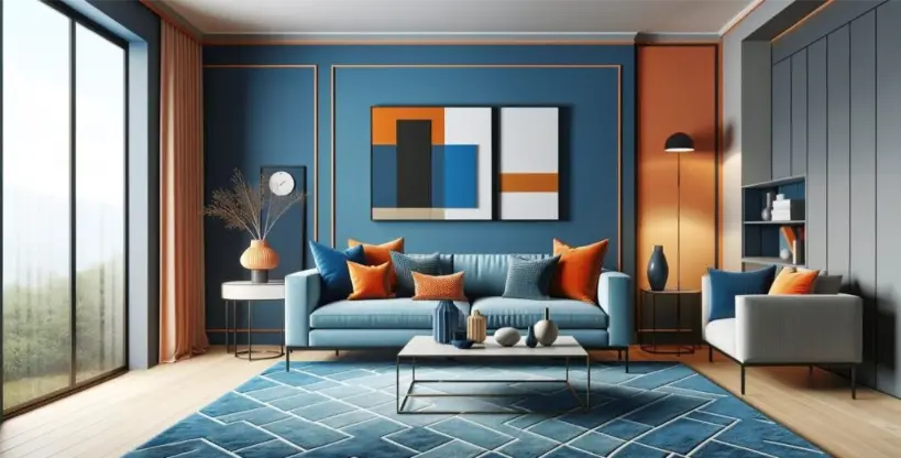 color blocking technique included in living room design